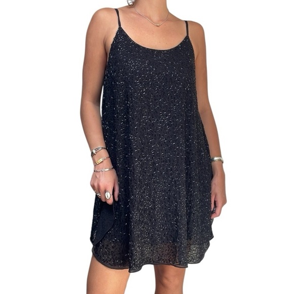 Alice + Olivia Rhea Beaded Party Cocktail Beaded Mini Little Black Dress Small - Picture 1 of 11